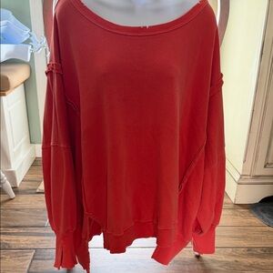 We The Free Vibrant Red Slouchy Sweatshirt